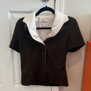 Vintage Double Lapel Brown short sleeve